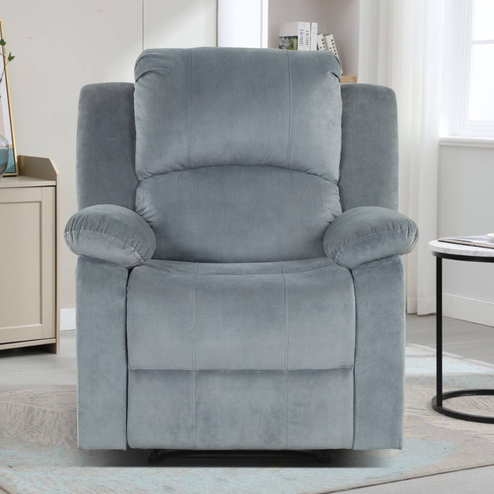 Alt View 4. Bestier - 36" Standard Manual Recliner Chair Upholstered Armchair with Adjustable Backrest & Footrest for Nursery, Living Room - Blue.