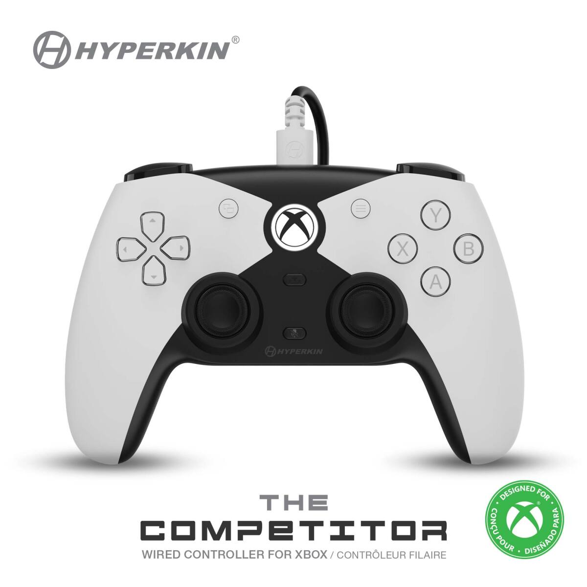 Hyperkin - The Competitor Wired Controller For Xbox One, Xbox Series S/X, & PC - Officially Licensed by Xbox - White