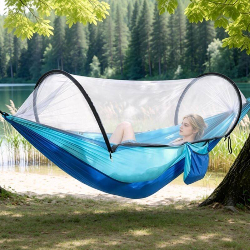 Angle. Loheer - Loheer Camping Hammock with Mosquito Net Portable Hammock Tent - Army Green.