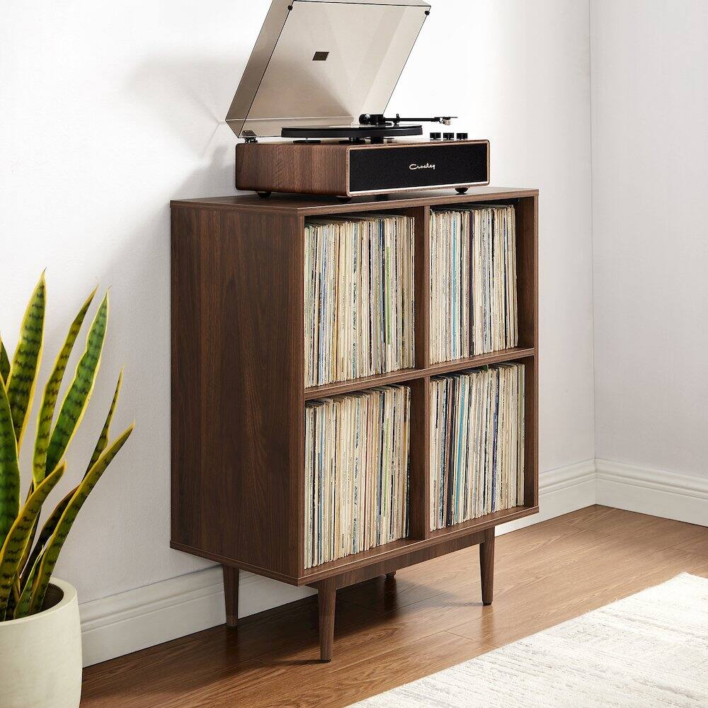 Alt View 9. Crosley Furniture - Liam 4 Cube Record Player Stand With Vinyl Storage - Walnut.
