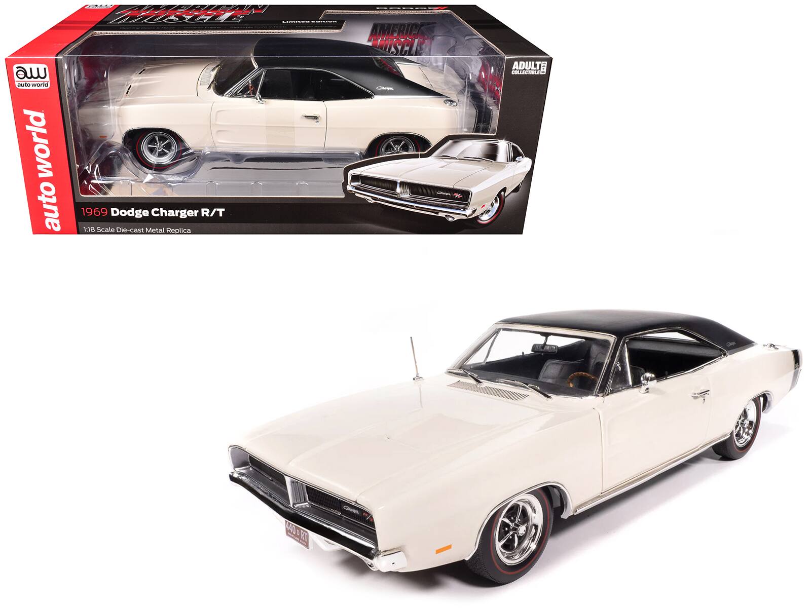 auto world  
1969 Dodge Charger R/T  
1:18 Scale Die-cast Metal Replica  

ADULT COLLECTIBLES  

440 R/T