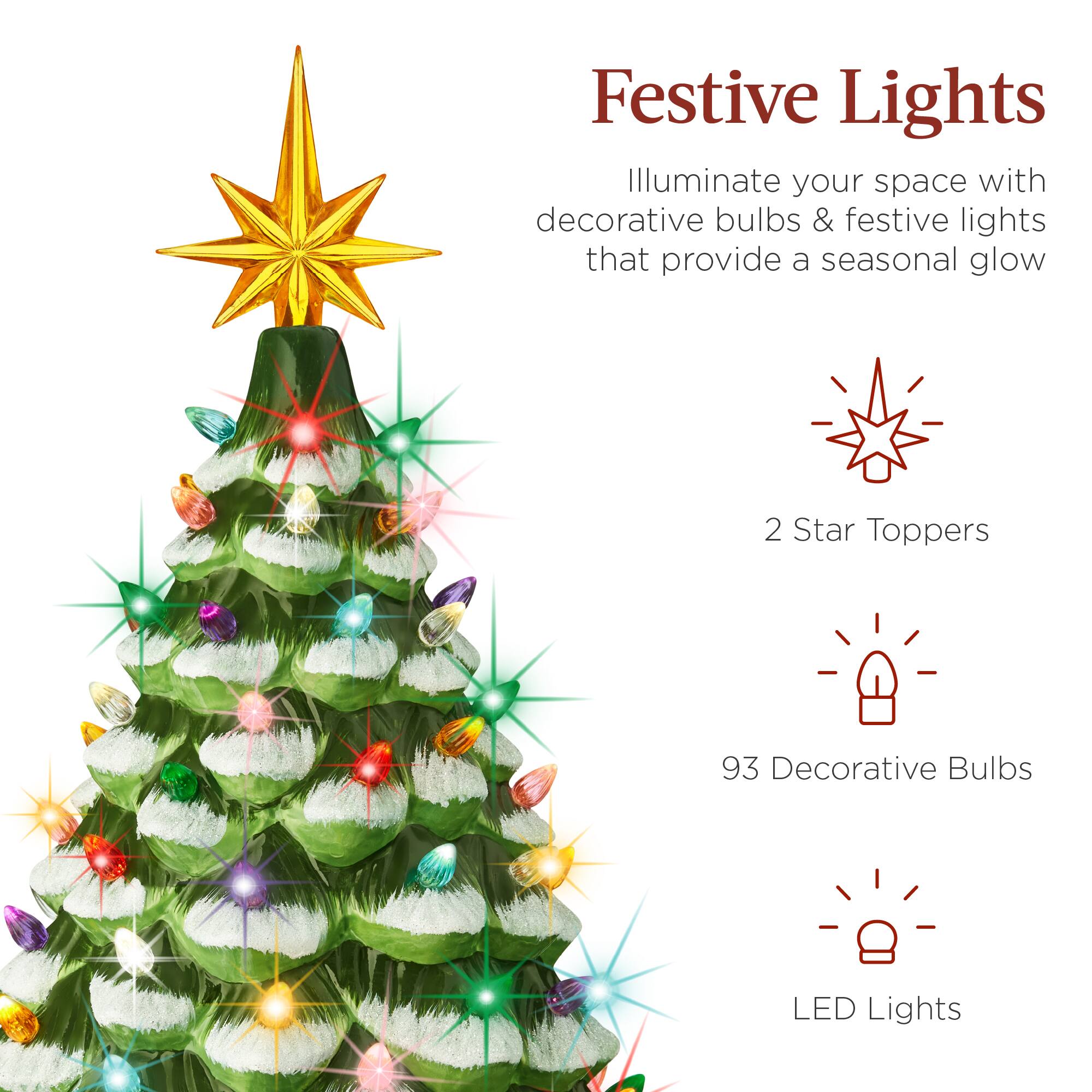 Festive Lights

Illuminate your space with decorative bulbs & festive lights that provide a seasonal glow

2 Star Toppers

93 Decorative Bulbs

LED Lights