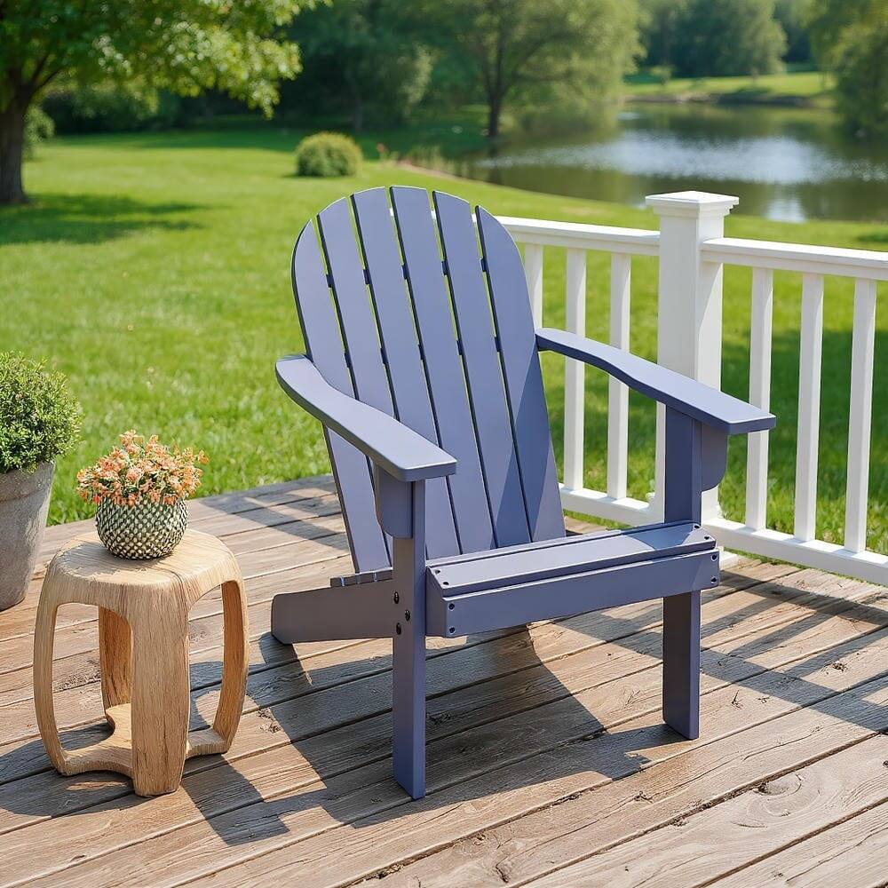 Kadyn - Folding Chairs, Patio Outside Chairs, Lawn Chairs,Acacia Wood Lounge Patio Adirondack Chair with Inclined Seat - Blue