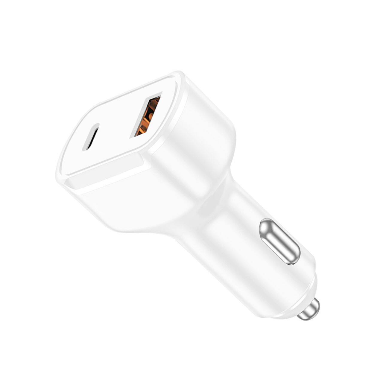 Left. Reiko - 36W PD Dual Ports Travel Car Charger Adapter Fast Charging with USB-C To 8 Pin Cable.