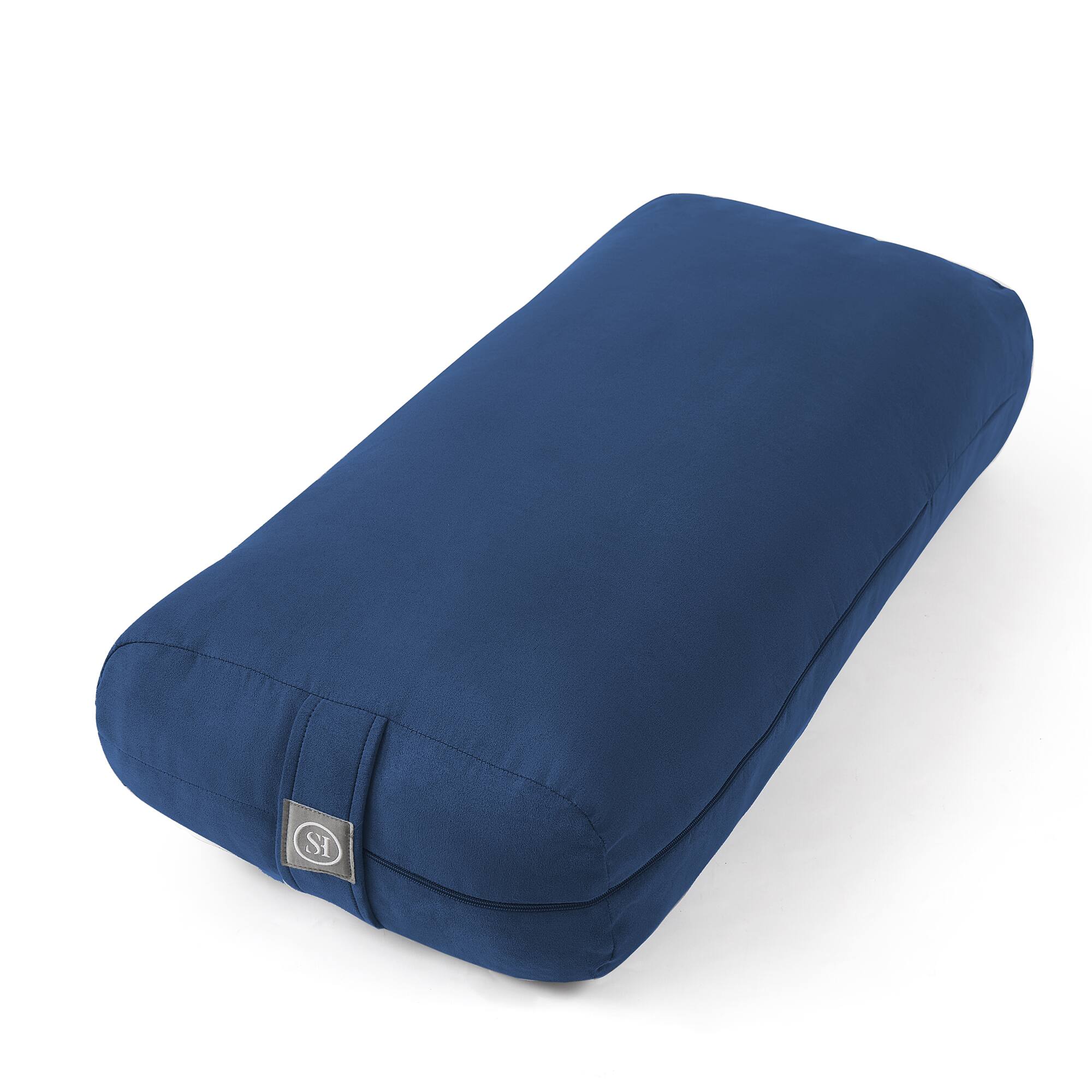Angle. Sweet Home Collection - Yoga Bolster Pillow Meditation Pillow w/Washable Cover & Carry Handle - Navy Blue.