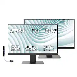 MSI - 24'' FHD VA Monitor, Anti Glare, Anti Flicker Free, VESA Mount, Low Blue Light, HDMI & DKZ Hub, 2 Packs - Black