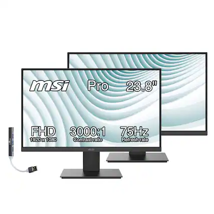 MSI Pro 23.8" FHD 3000:1 75Hz 1920 x 1080 Contrast ratio Refresh rate