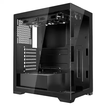 Front. Mirfee - Mid-Tower ATX Computer Case with 2 x 120mm Fans - Gaming PC Chassis, Tool-Free Design - Black.