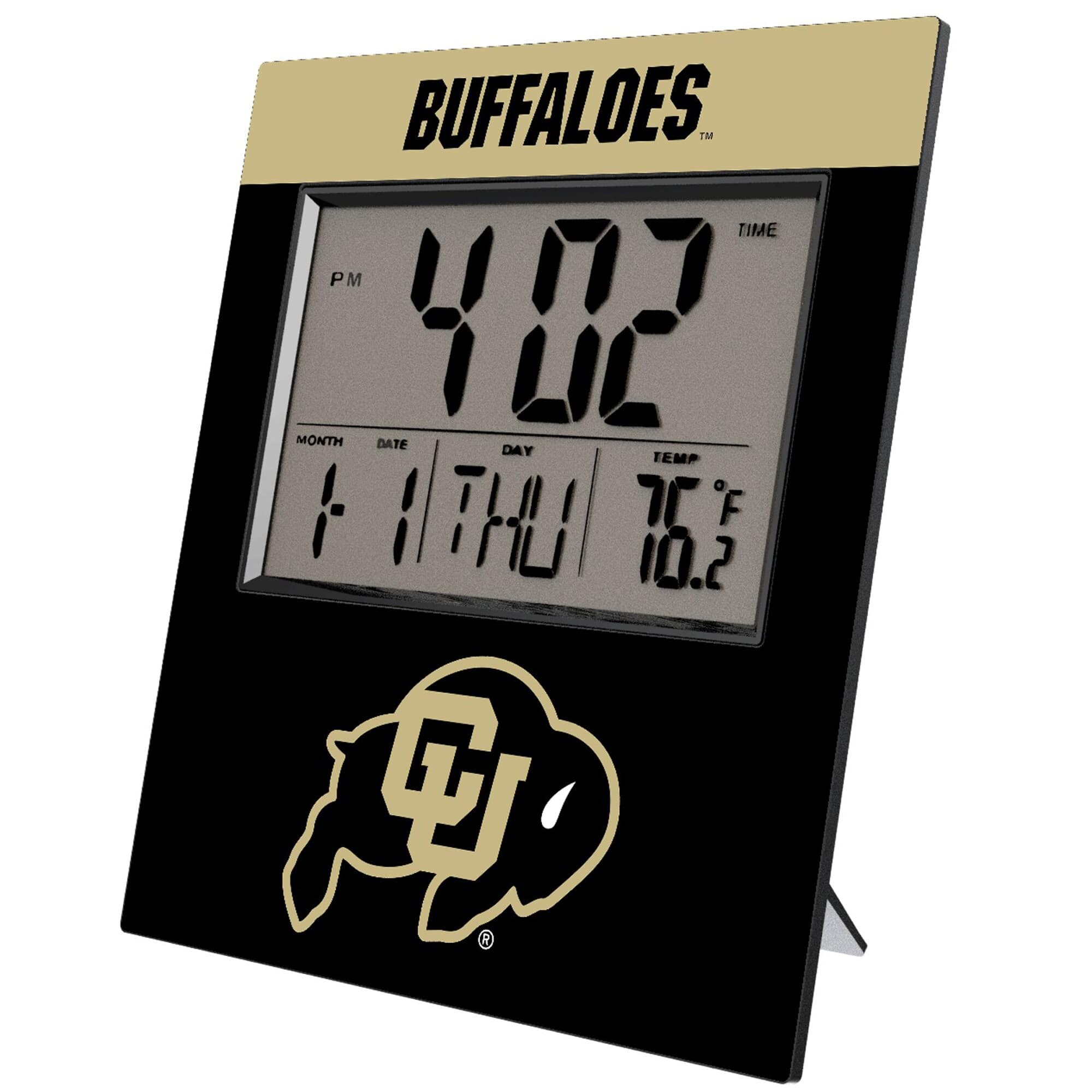 Keyscaper - Colorado Buffaloes Color Block Digital Desk Clock - Multicolor