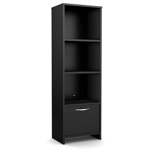 Hivvago - Modern Bookcase with 3 Shelves & Bottom Door - Black