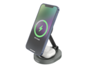 The image shows a cell phone that is 78% charged, sitting on a charging station. The phone is placed on a stand, and the charging station is connected to the phone via a cable. The charging station is designed to keep the phone upright and easily accessible while it charges. The image also shows the battery level of the phone, indicating that it is almost fully charged.