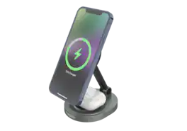 Energizer - 2-in-1 15W Magnetic MagSafe/Qi2 Compatible Fast 15W Charger, Charging Station/Stand for iPhone + AirPods + Apple Watch - Black