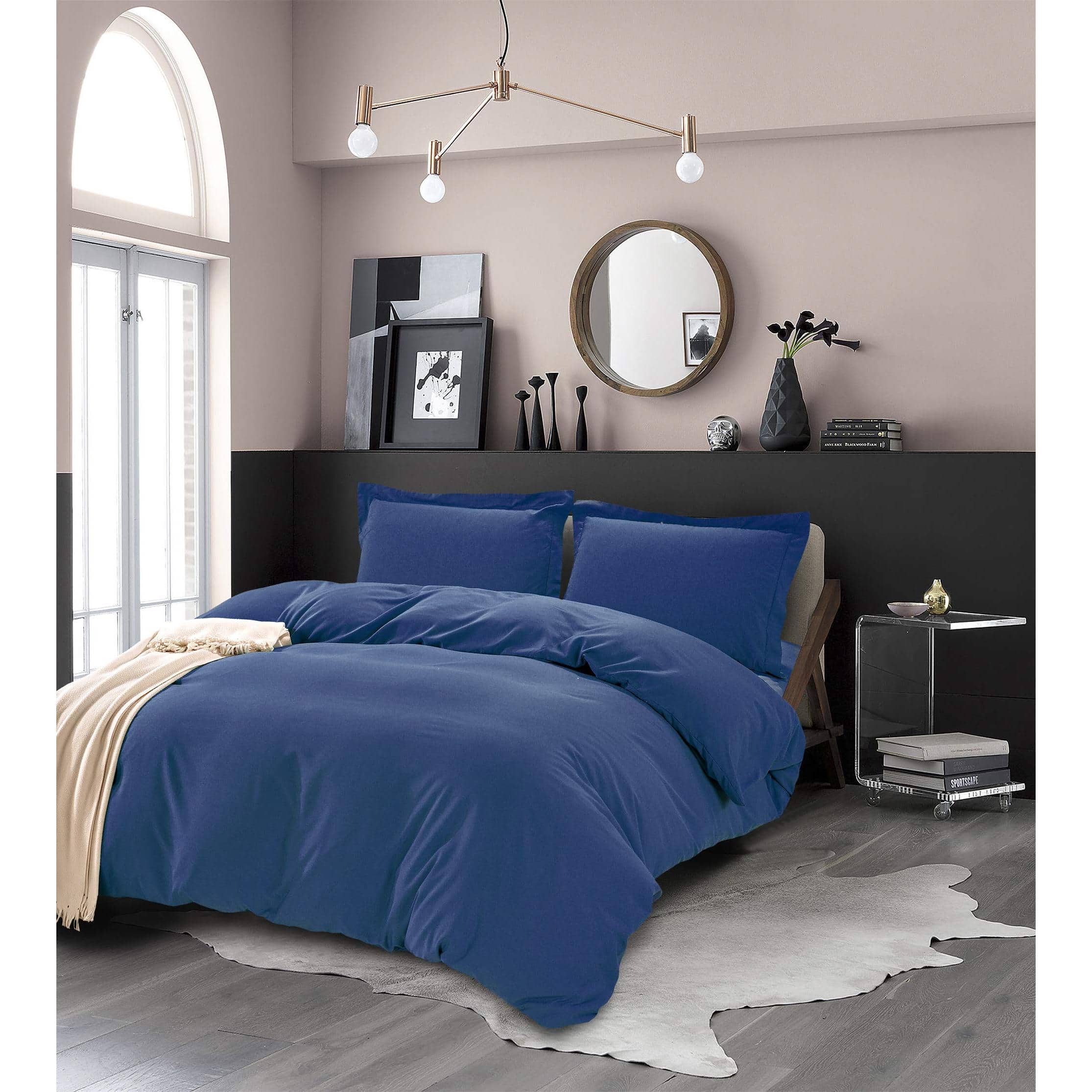 Cedar Assembly - Ultra Soft Duvet Cover Set 1500 Hotel Quality Microfiber Wrinkle And Fade Resistant Fullqueen Light - Navy-KING/CAL-KING DUVET SET