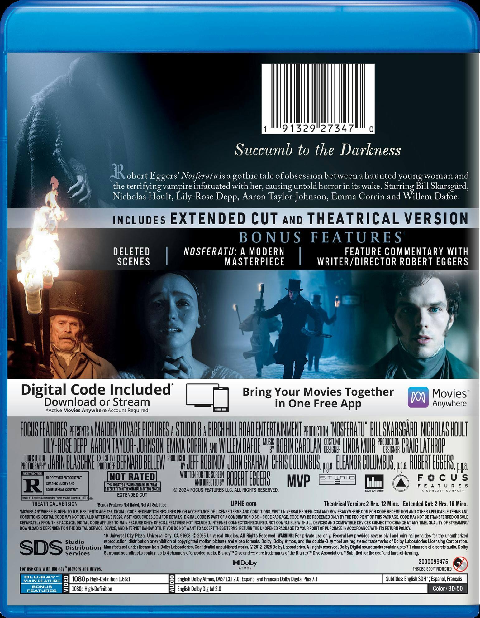 Back. Nosferatu - Extended Cut Blu-ray + Digital [Blu-ray].