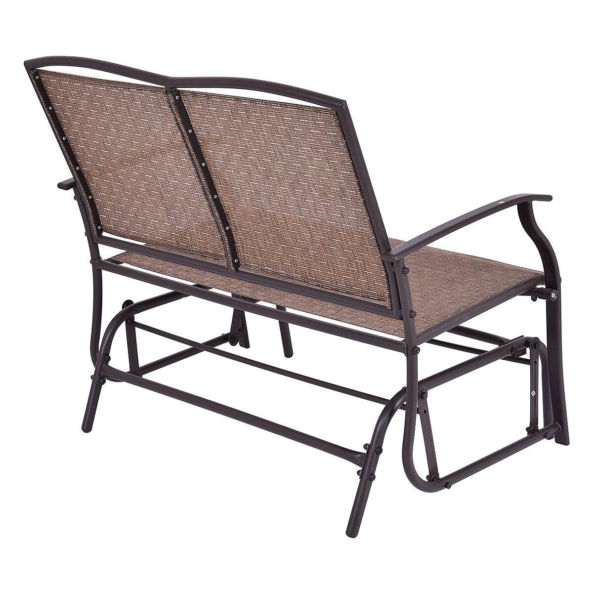 Alt View 3. Gymax - Gymax Patio Loveseat Glider Rocking Bench Double Chair With Arm Backyard Outdoor - Brown.