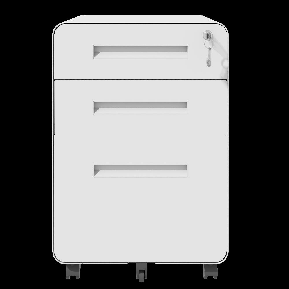 Alt View 1. Loheer - Loheer 3-Drawer Mobile File Cabinet Metal Storage Cabinet White.