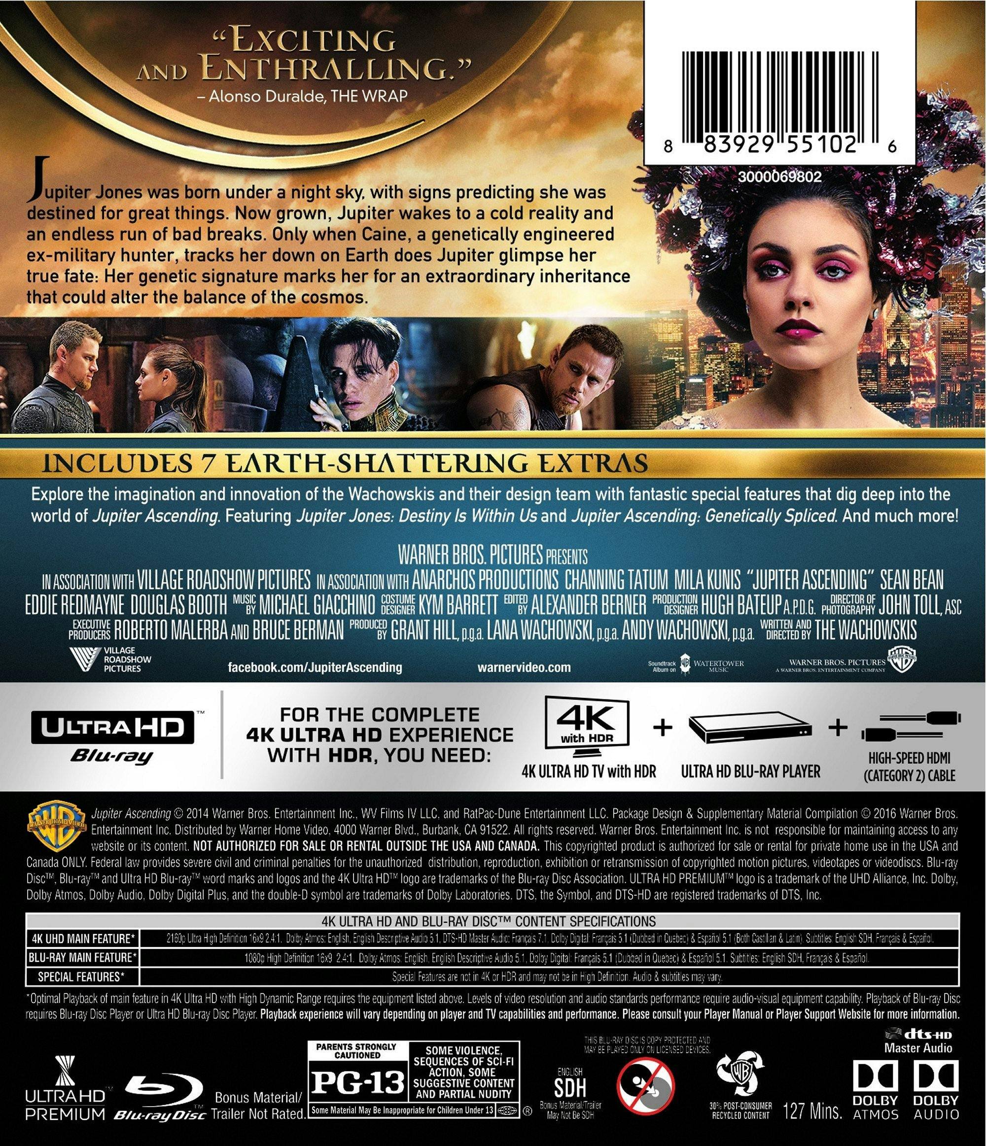 Back. Jupiter Ascending   - 4K Blu-Ray.