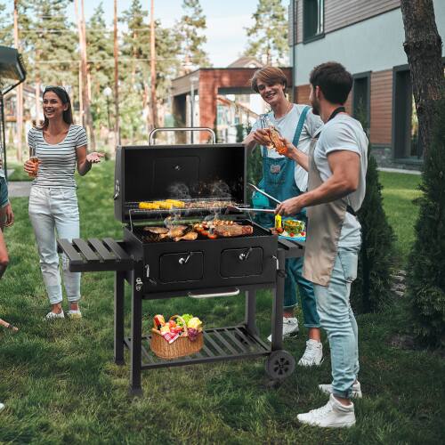 Alt View 10. Winado - 30in Heavy-Duty Oversize Charcoal Grill with Wheels, Foldable Side Tables Barbecue Backyard for Outdoor Camping Party - Black.
