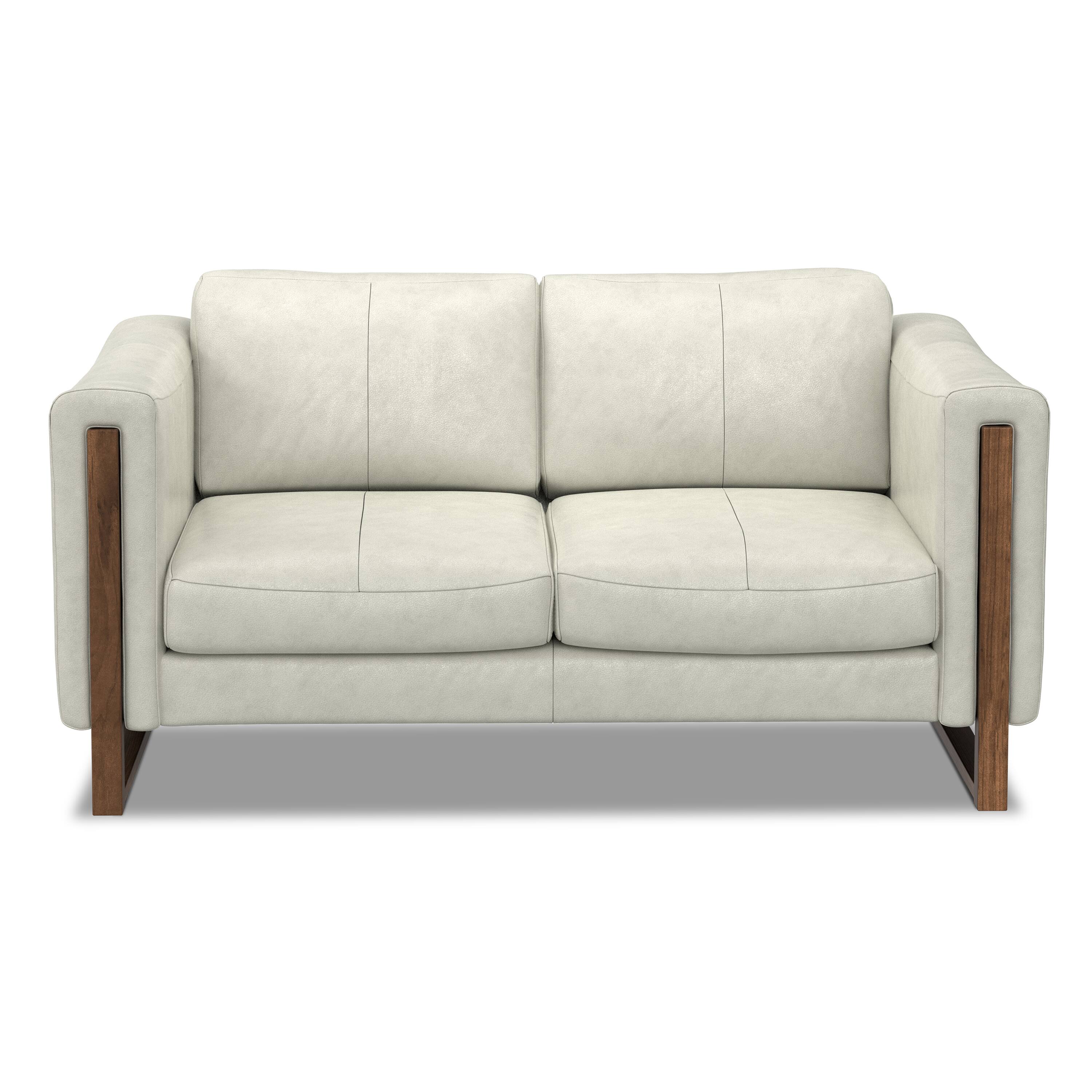 Alt View 3. Simpli Home - Richard Modern Contemporary 62 inch Wide Sofa in Light Smoke Grey Genuine Leather - Light Smoke Grey.