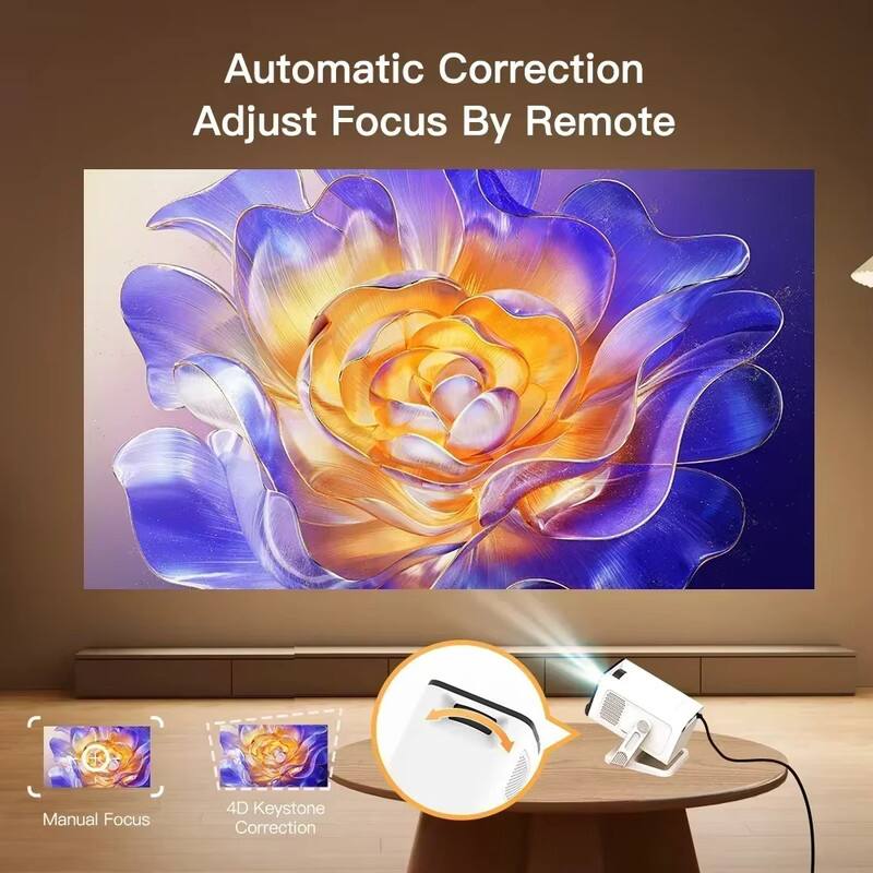 Automatic Correction  
Adjust Focus By Remote  

Manual Focus  
4D Keystone Correction
