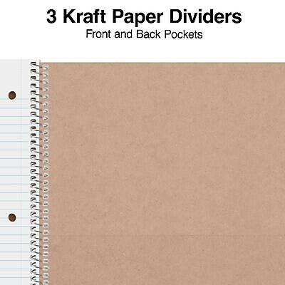 3 Kraft Paper Dividers  
Front and Back Pockets