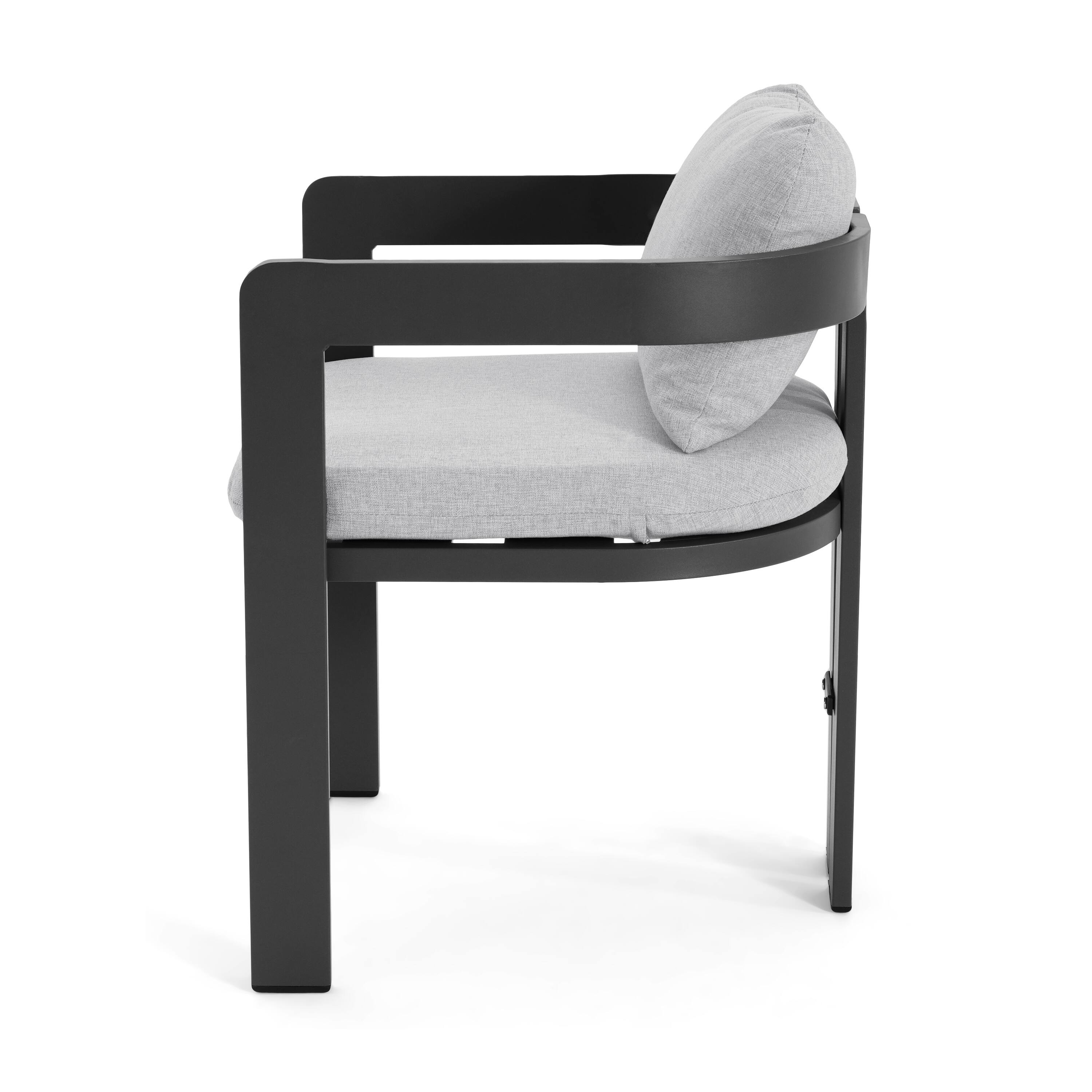 Alt View 2. Mondawe - Set of 2 Patio Outdoor Aluminum Dining chair with Cushion - Black+Grey.