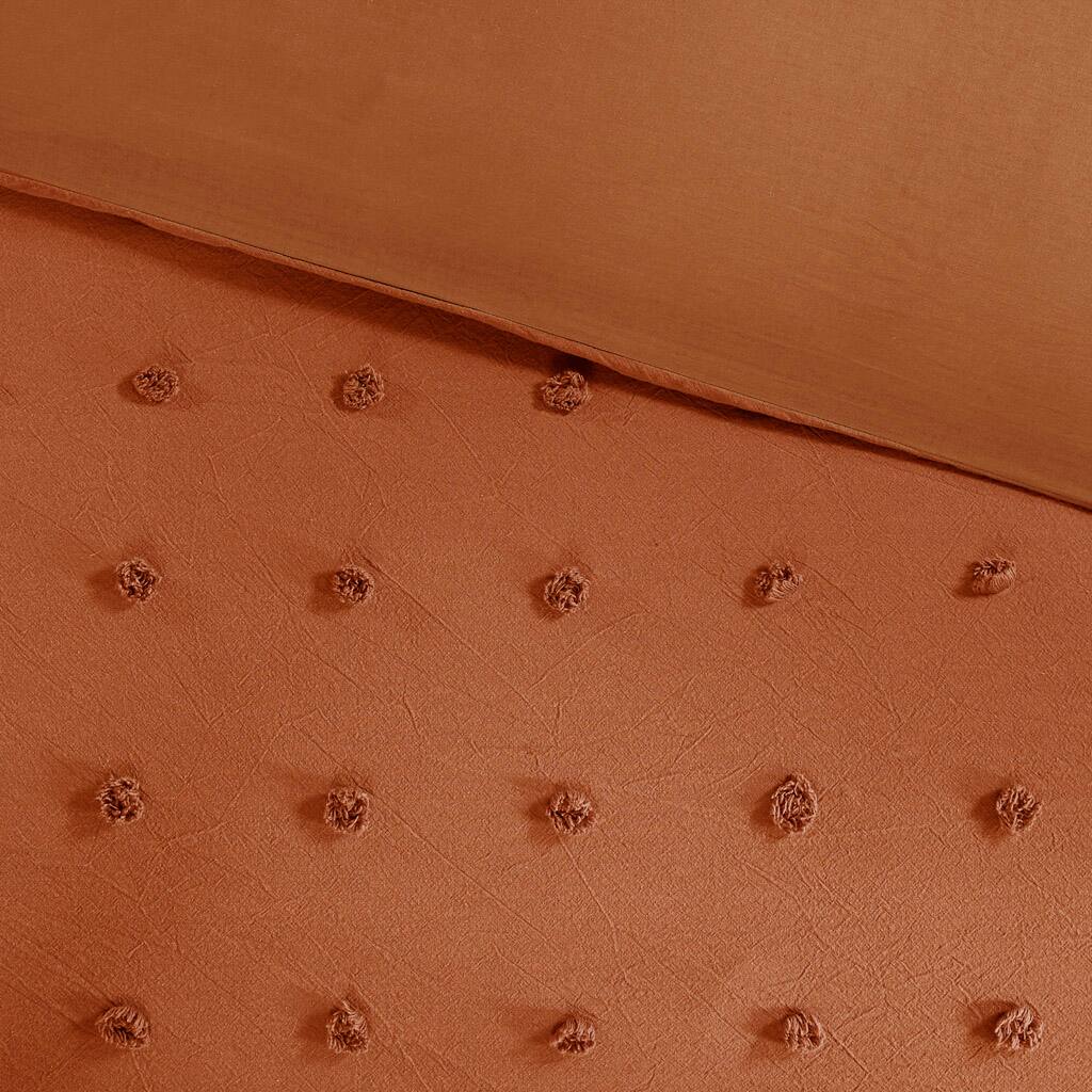 Alt View 5. Gracie Mills - Gracie Mills Mikel Chenille Dot Cotton Jacquard Comforter Set with Euro Shams and Throw Pillows - Rust.