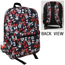UPD - Minnie Mouse & Bows All Over Print Black and Red 16" Backpack with Front Pocket - Multicolored