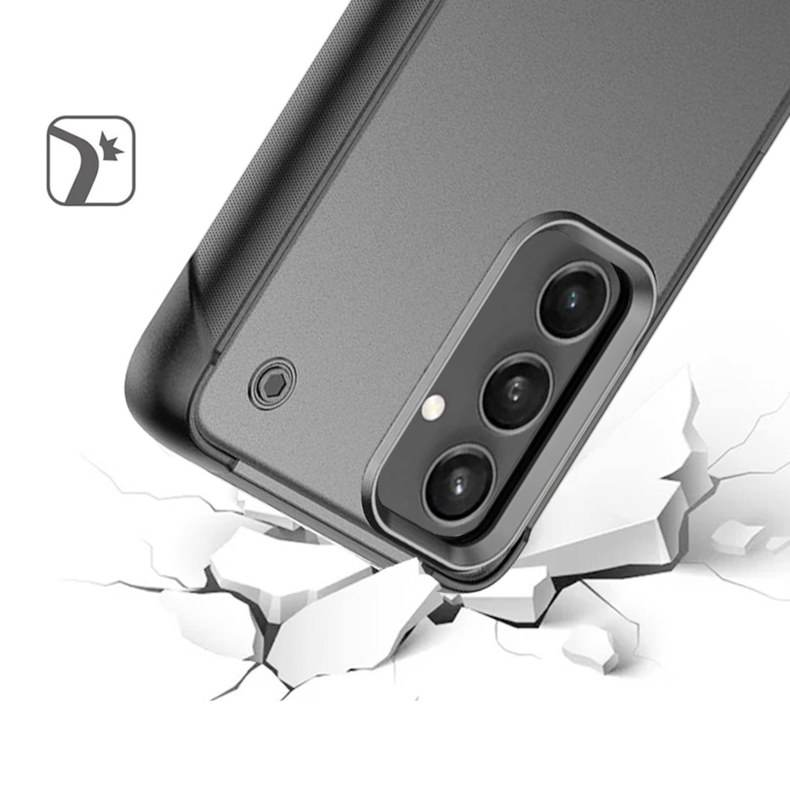 Angle. Kitcheniva - Protective Phone Cover With Built-in Kickstand For Samsung Galaxy S24+ Grey - Grey.