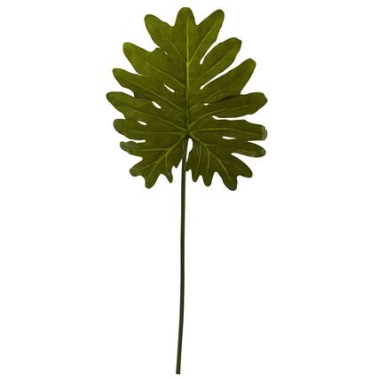 Front. BreeBe - 31" Selloum Philo Single Leaf Stem (Set of 12) - Green.