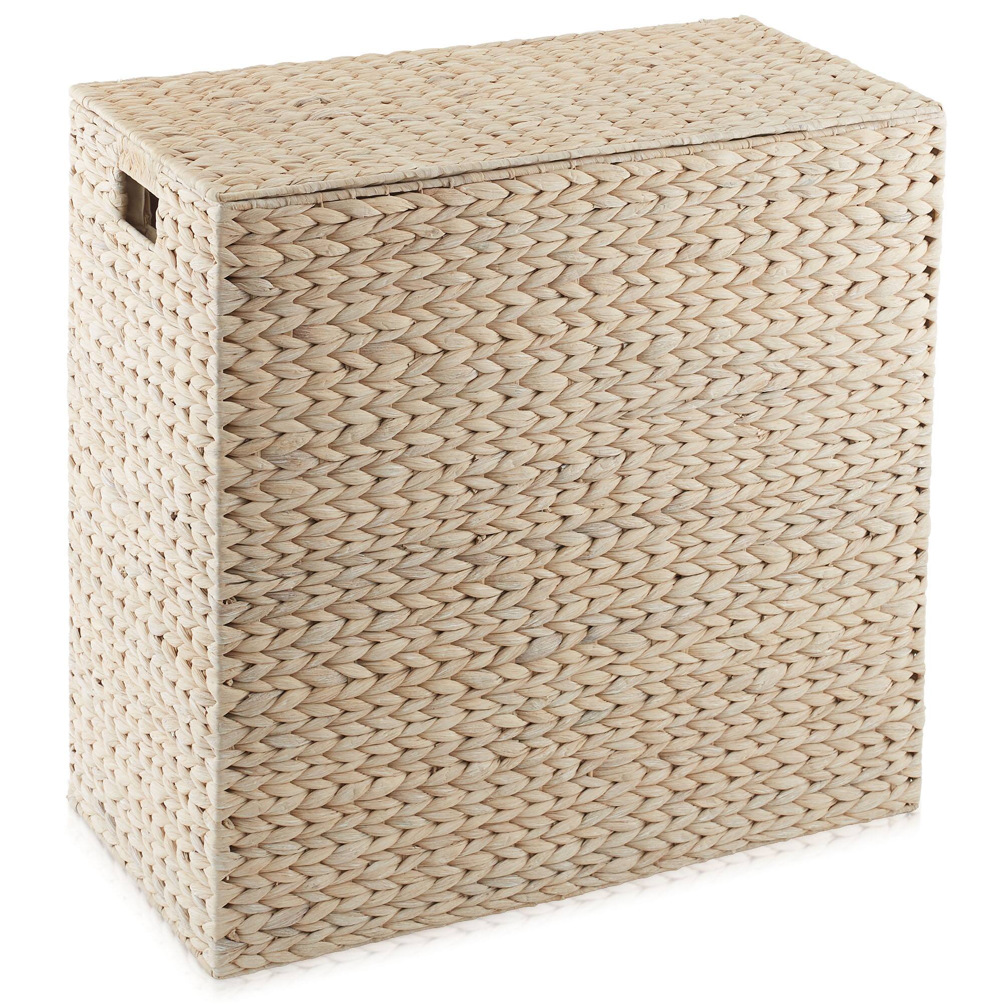 Alt View 2. Casafield - 2-Section Laundry Hamper Basket with Removable Liner Bags for Clothes - Whitewash.