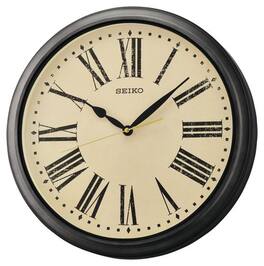 Seiko - 16" Splash Resistant Outdoor Wall Clock - Black
