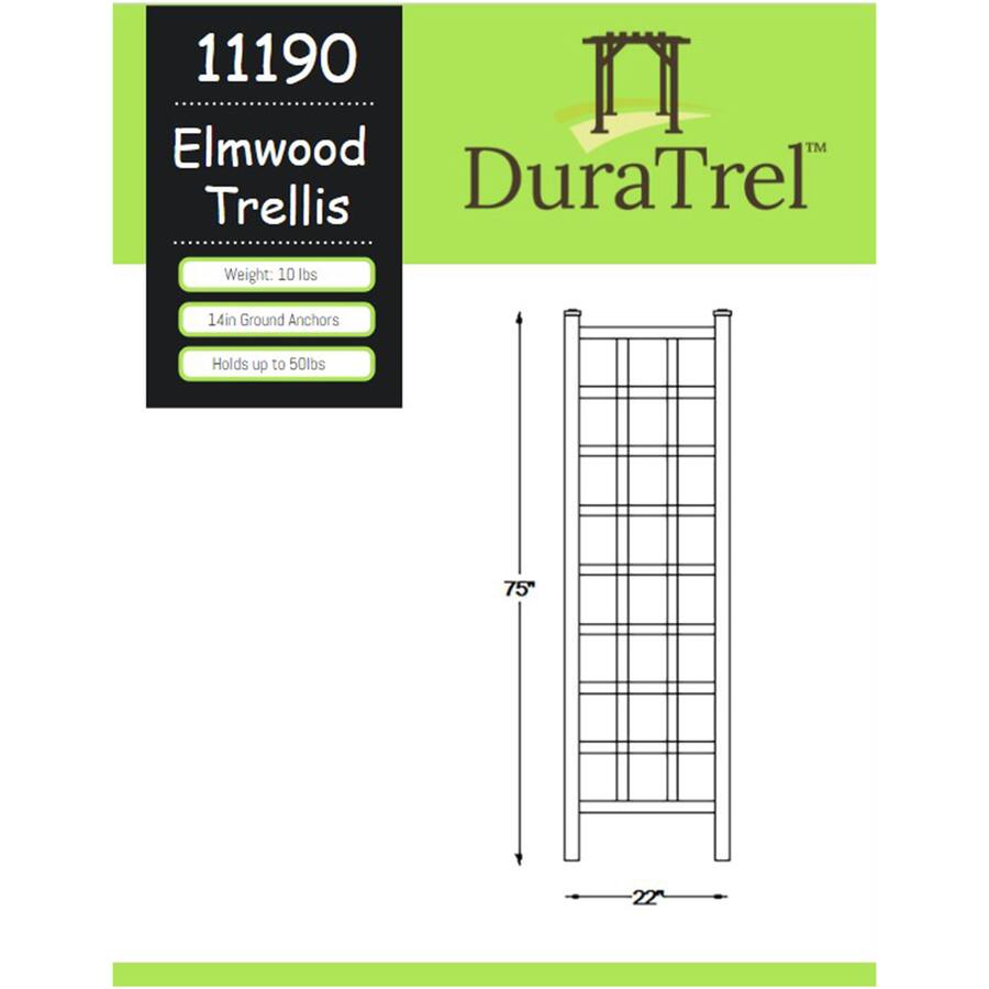 Dura Trel Elmwood 22 x 75 Inch PVC Vinyl Outdoor Garden Patio Trellis ...
