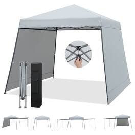 Gymax - Patio 10 x 10FT Instant Pop-up Canopy Folding Tent w/ Sidewalls & Awnings Outdoor - Gray