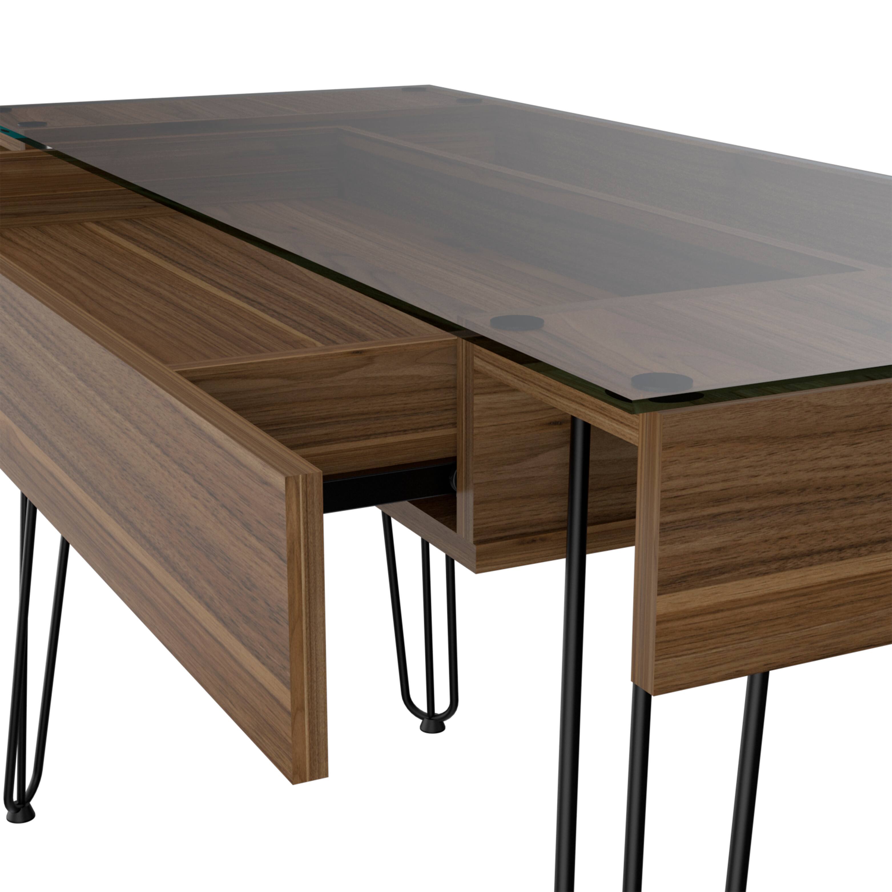 Alt View 1. APRILSOUL - Kyoto 120 Writing Desk Hairpin One  Drawer - Brown.