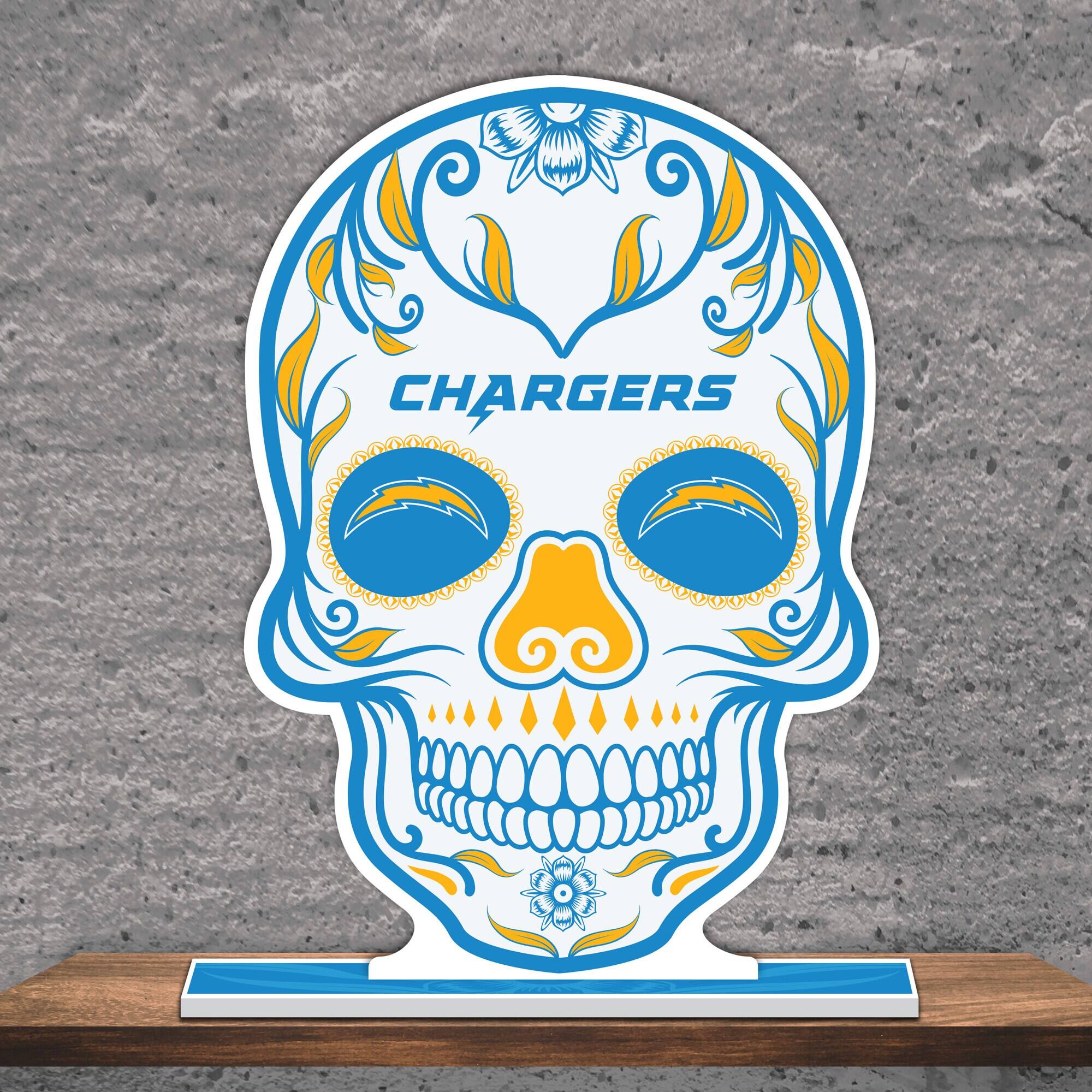 Alt View 1. UPI Marketing - Los Angeles Chargers 10" Sugar Skull Standee - Multicolor.