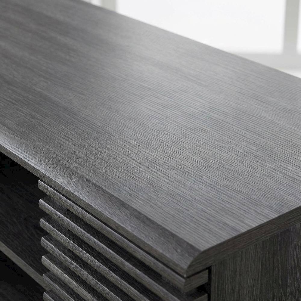 Alt View 1. FurniFact - Gray wood corner TV stand with sleek design and sturdy construction - Gray.