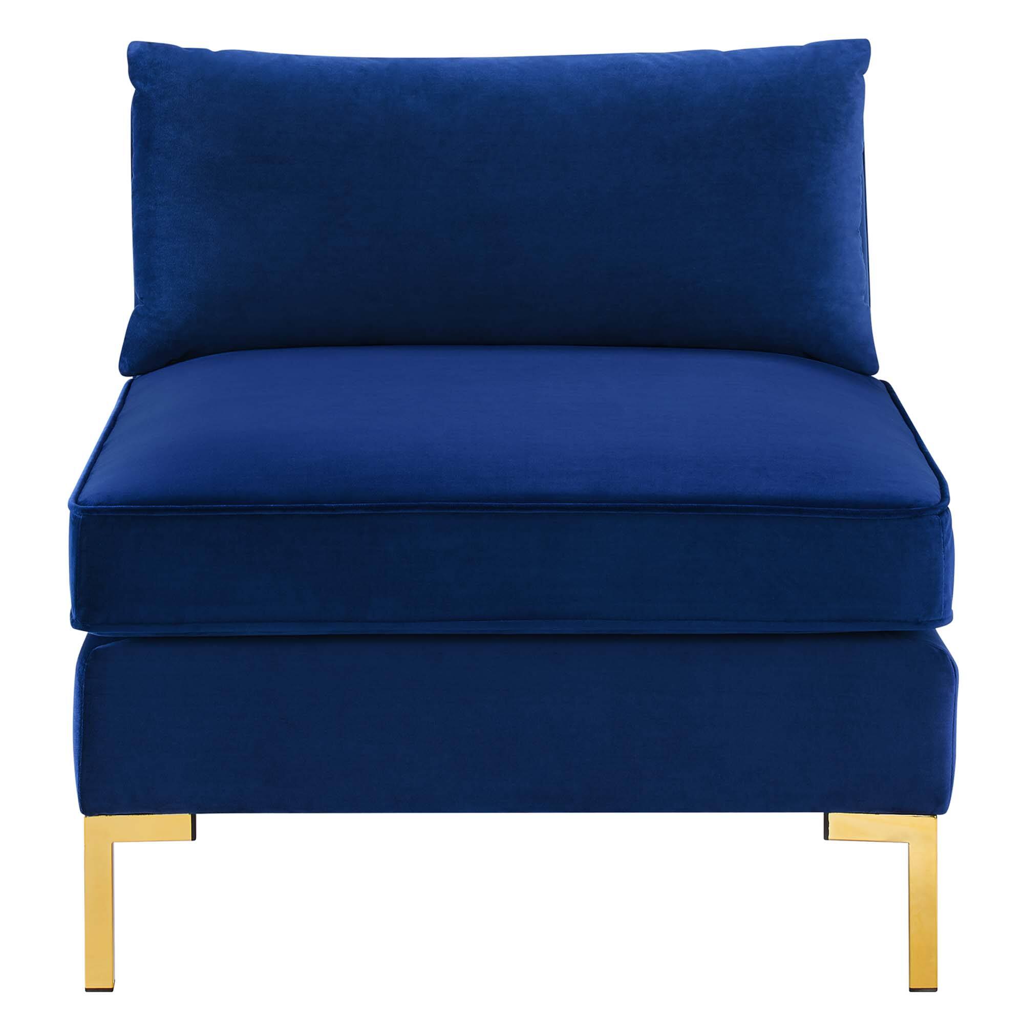 Alt View 2. Modway - Ardent Performance Velvet Armless Chair by Modway - Navy.