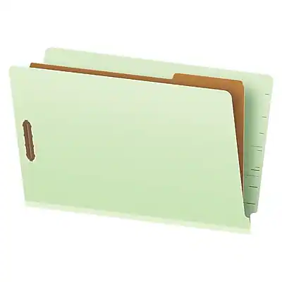Front. Pendaflex - Recycled Reinforced Classification Folder, 1-Divider, 2" Expansion, Legal Size, Light Green, 10/Box - Light Green.