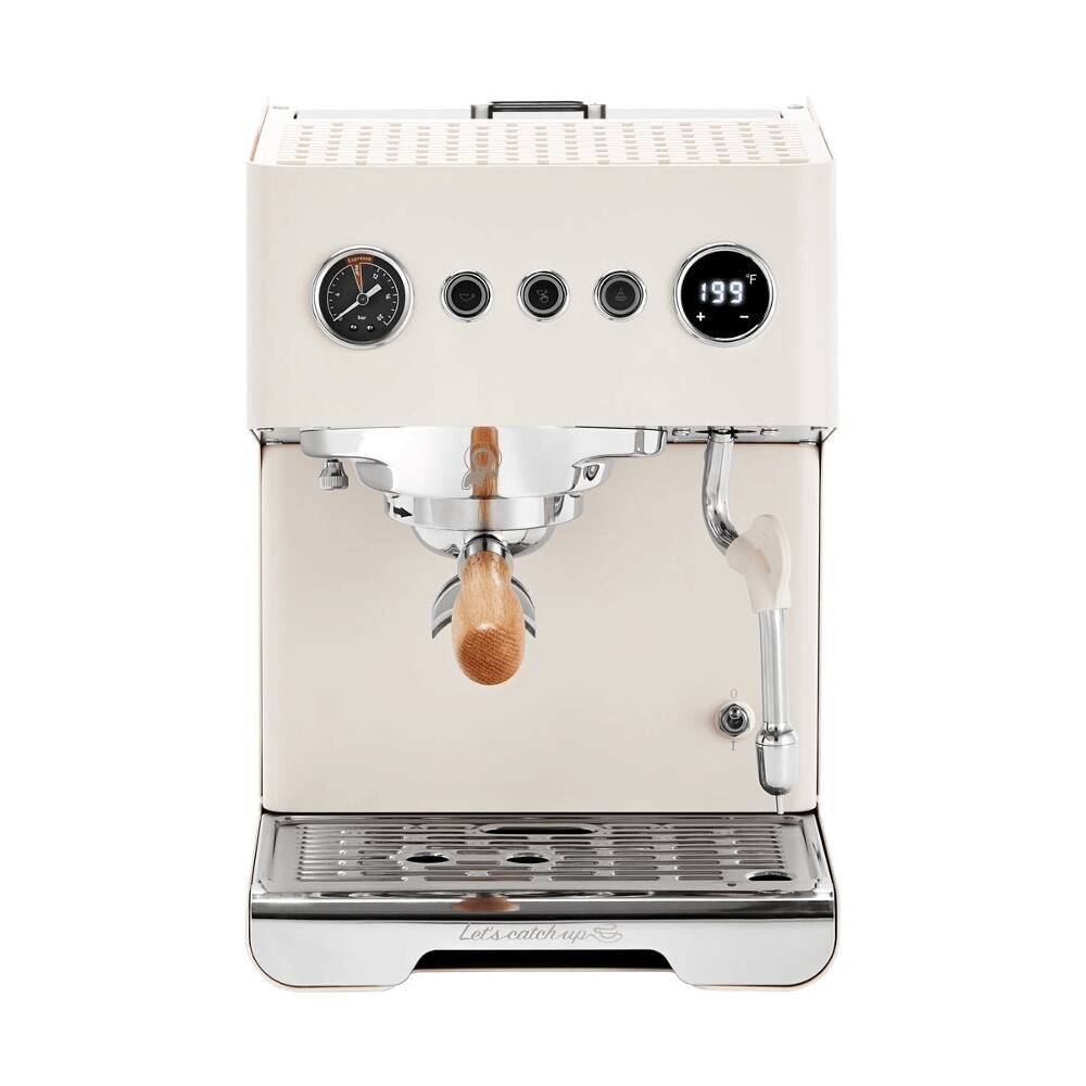 Angle. Plum Chef - Semi-Automatic Espresso Machine 15 Bar 1450W Coffee Maker with Steam Wand 1.7L Water Tank Ivory White - Ivory White.