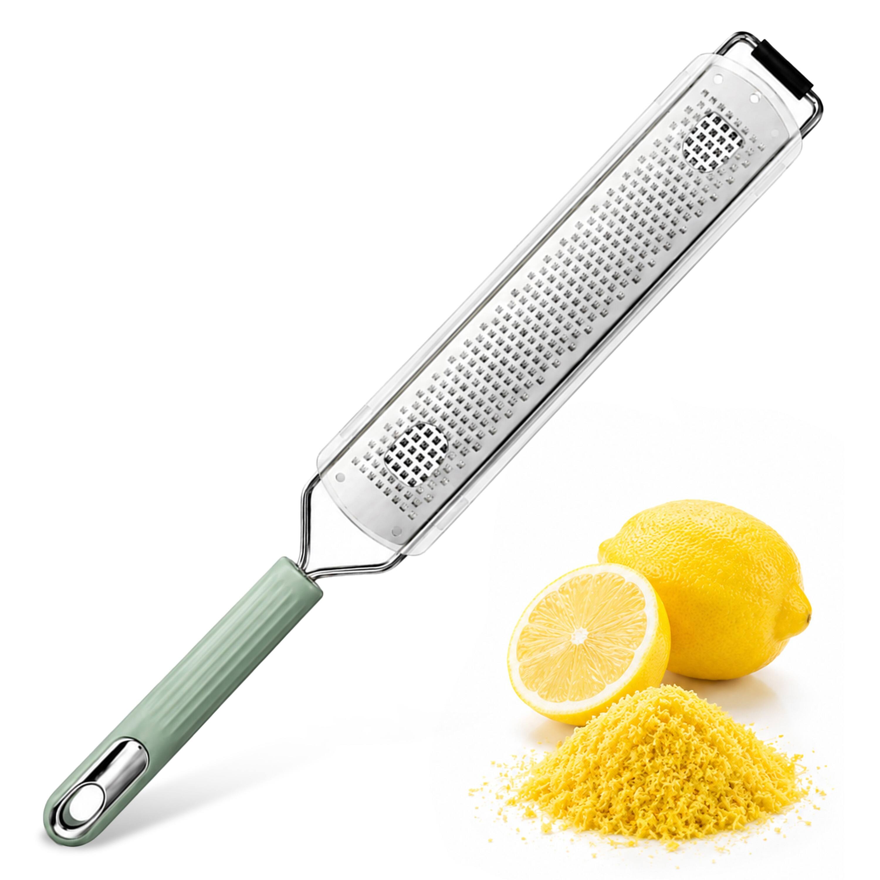 Front. Luminuxe - Lemon Zester & Cheese Grater - Razor-Sharp Stainless Steel Blades, Citrus Zester, Fine Grater - Sage.