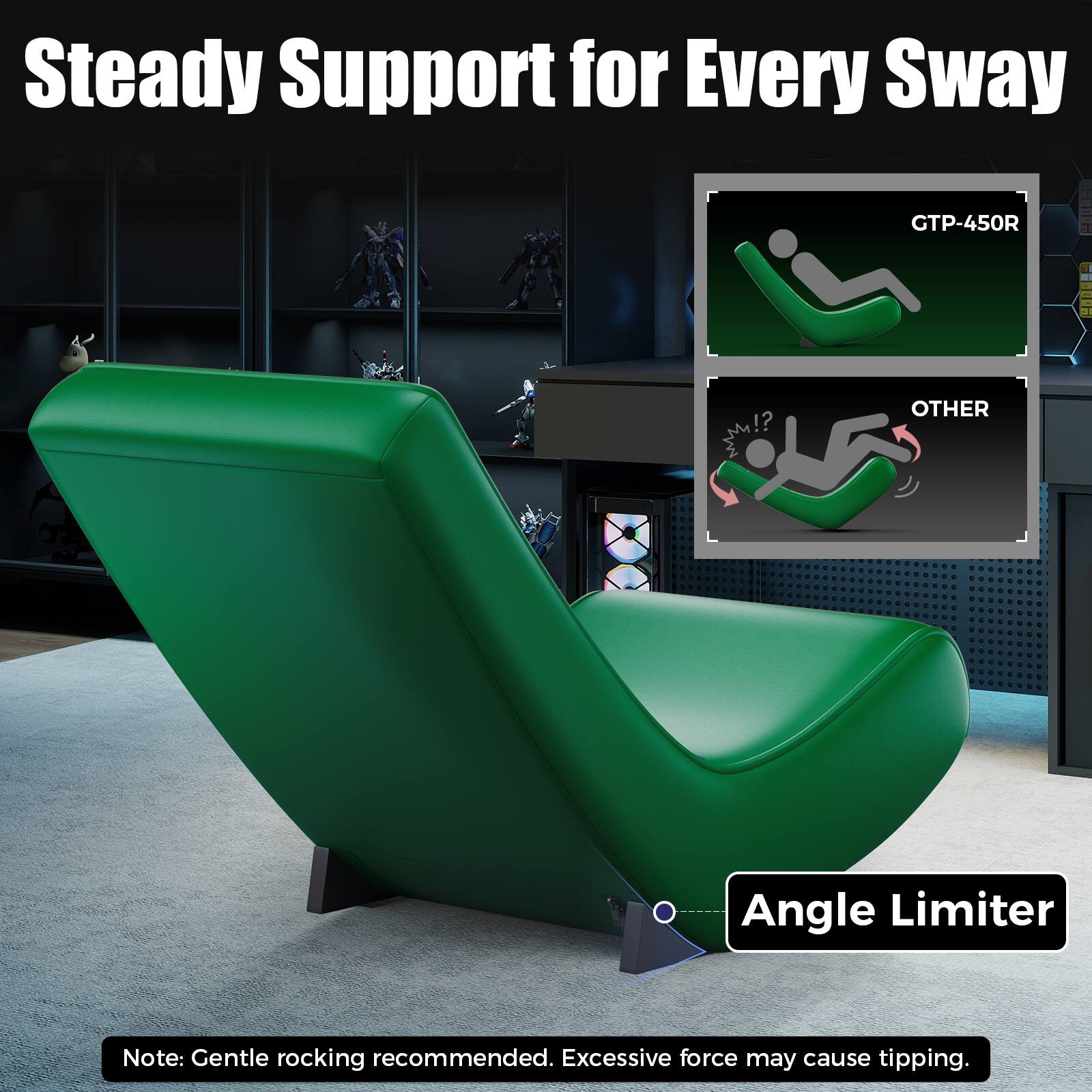Steady Support for Every Sway

GTP-450R

OTHER

Angle Limiter

Note: Gentle rocking recommended. Excessive force may cause tipping.