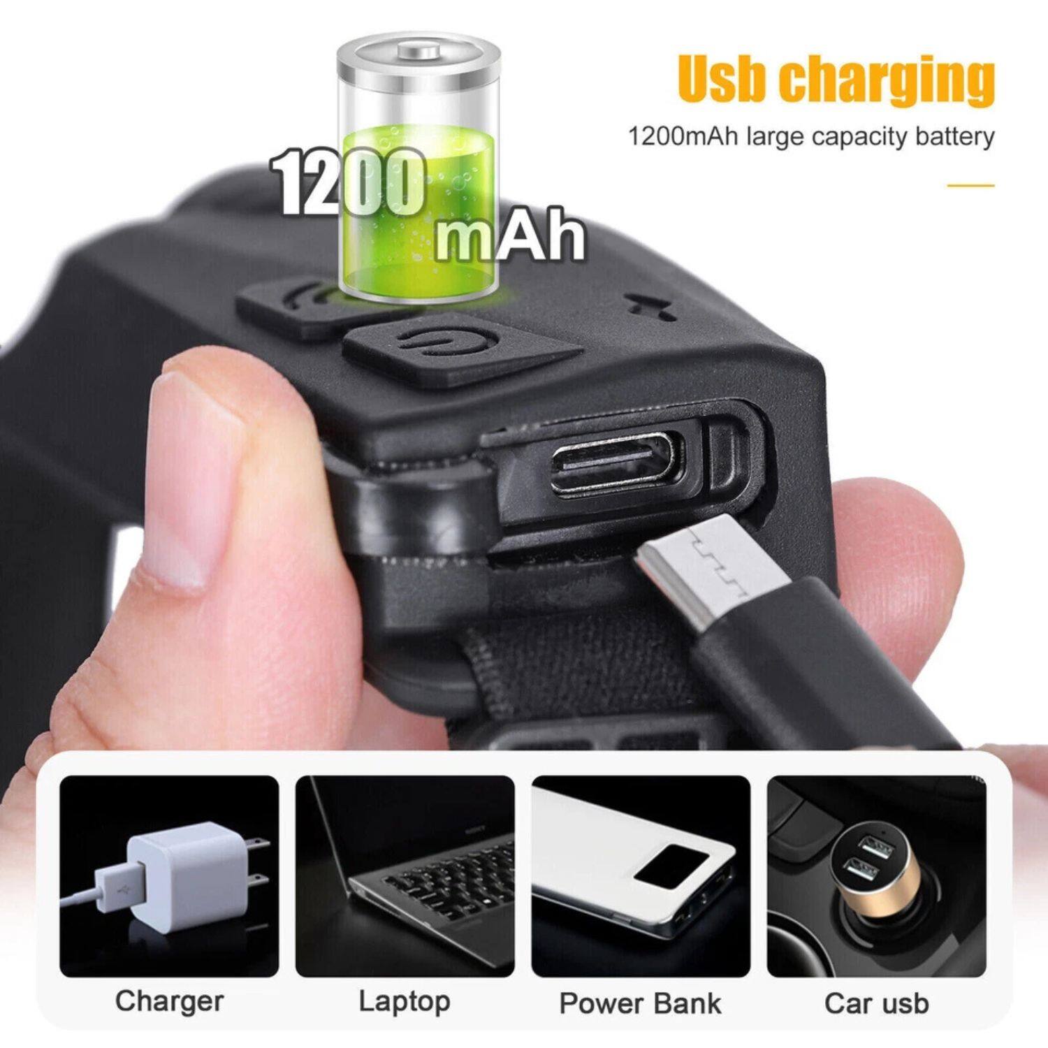 Usb charging  
1200mAh large capacity battery  

1200 mAh  

Charger  
Laptop  
Power Bank  
Car usb
