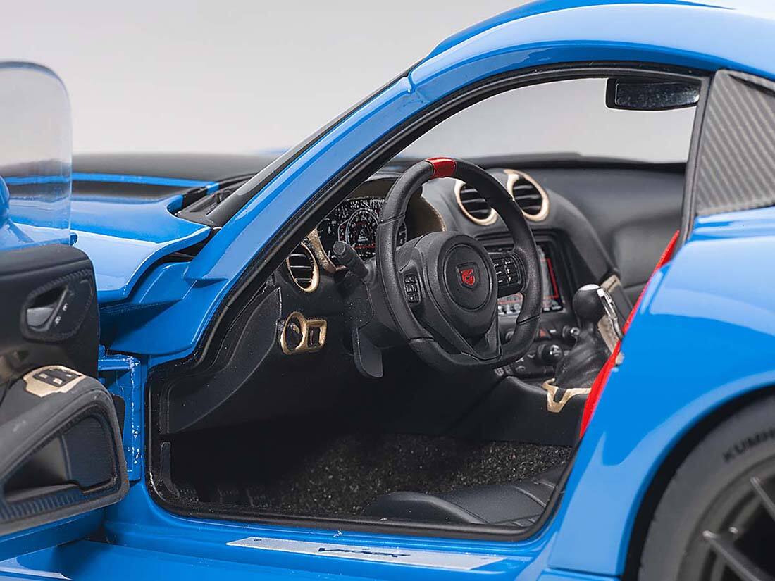 Alt View 2. Autoart - 2017 Dodge Viper ACR Competition Blue with Black Stripes 1/18 Model Car by Autoart.