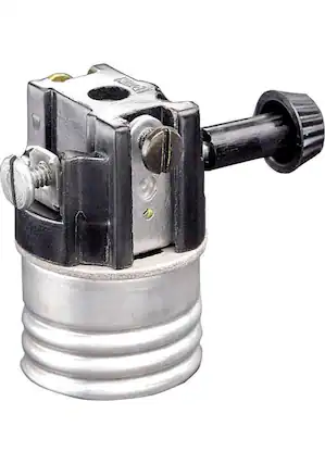 Front. Leviton - Medium Base Interior Shell Incandescent Lampholder VA-HP008 (7070-M) - White.