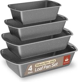 Bakken- Swiss - 4-Pack Nonstick Loaf Pans (7"-11") – Oven Safe to 450°F, Stackable, Dishwasher Friendly - Gray Marble