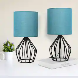Oumilen - Set of 2 Modern Table Desk Lamps Bedside Teal Lamps for Bedroom Living Room