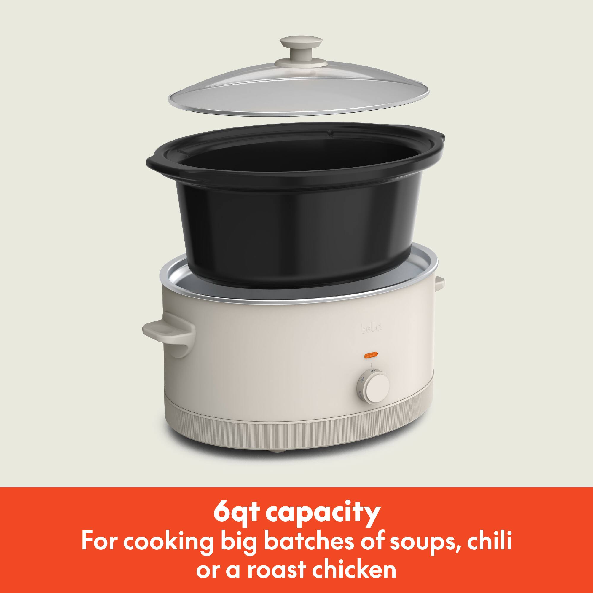 6qt capacity  
For cooking big batches of soups, chili or a roast chicken