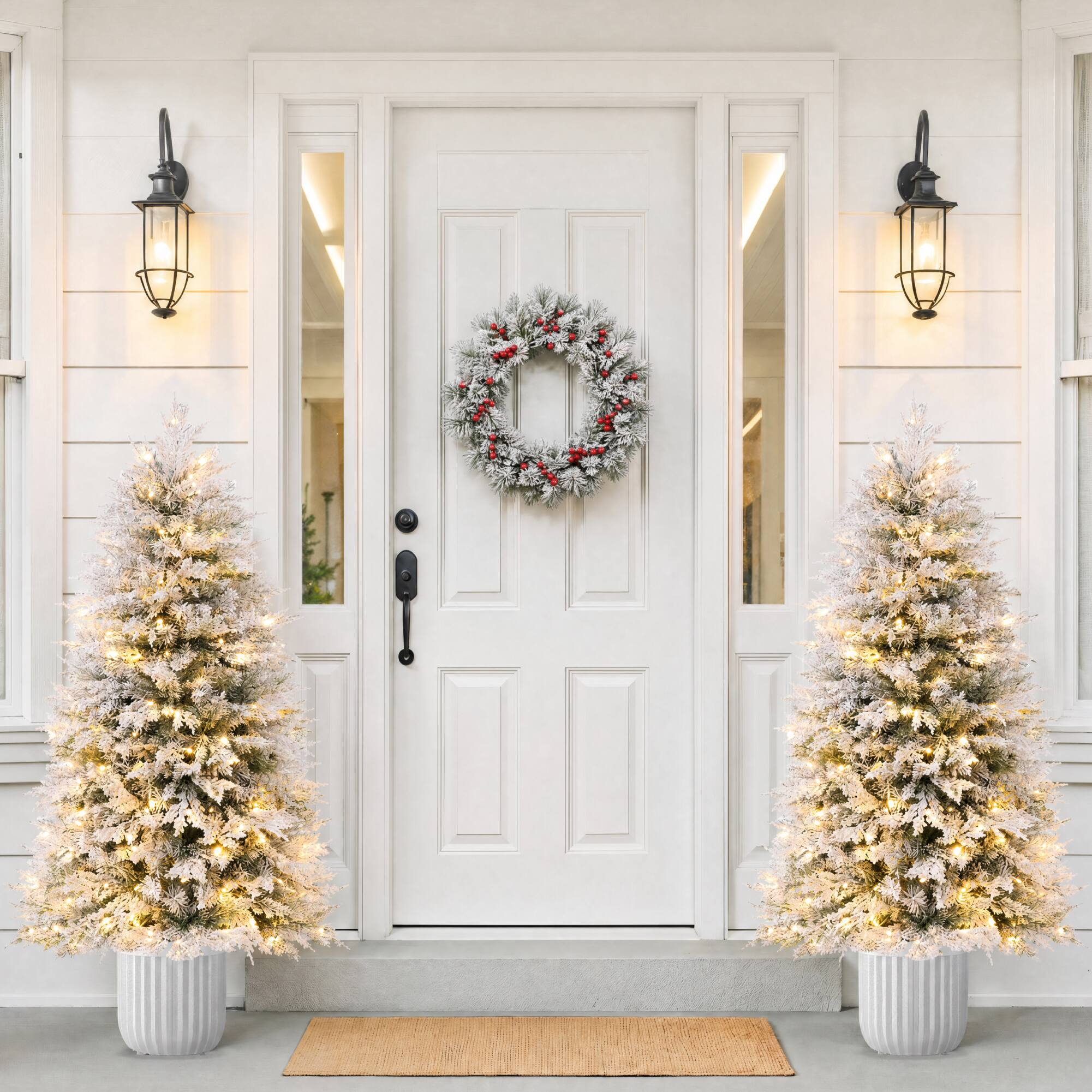 Alt View 8. Best Choice Products - Best Choice Products 4.5ft Potted Christmas Tree Pre-lit Flocked Cedar Viral Twinkling LEDs Holiday Decor w/ 2in1 Lights - Flocked.