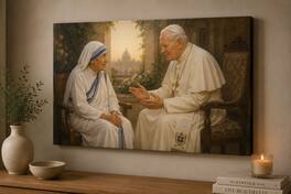 FC Design - Large Saintly Conversation Canvas Print 24x36" Inspirational Catholic Peaceful Art Painting Home Wall Decor - MultiColor